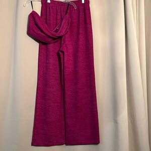 SHEIN two piece halter top and wide leg sweater set women’s hot pink size L